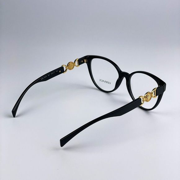Versace VE3334 GB1 Eyeglasses Black Gold Cat Eye Women - Picture 8 of 13